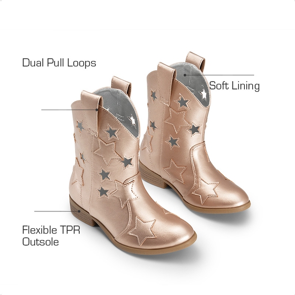 Girls' Stylish Western Cowgirl Boots - ROSE GOLD - 2